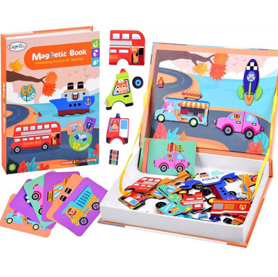 66Pcs Interesting Vehicle Magnetic Puzzle Book