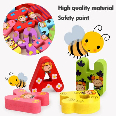 3D Wooden Multi-color Letters Learning Board