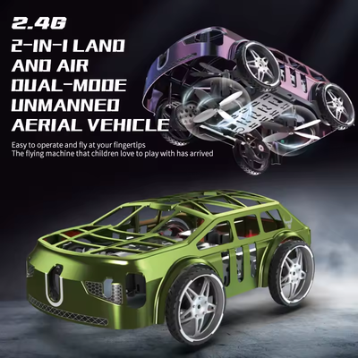 2in1 Mini Drone & RC Car With Lights