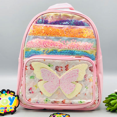 10* Inches Girls Fancy Butterfly Backpack - Light Pink