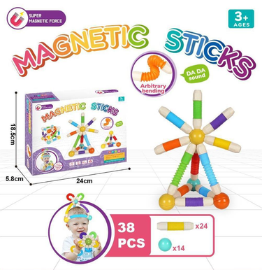 38Pcs Premium Magnetic Pop Sticks Building Blocks