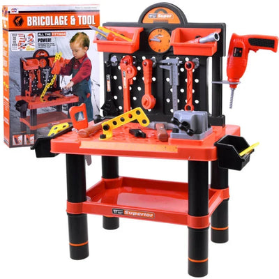 Pretend Play Kids Tool Bench Set With Electric Drill