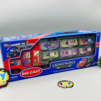 Inertial Transport Truck With 6Pcs Diecast Cars