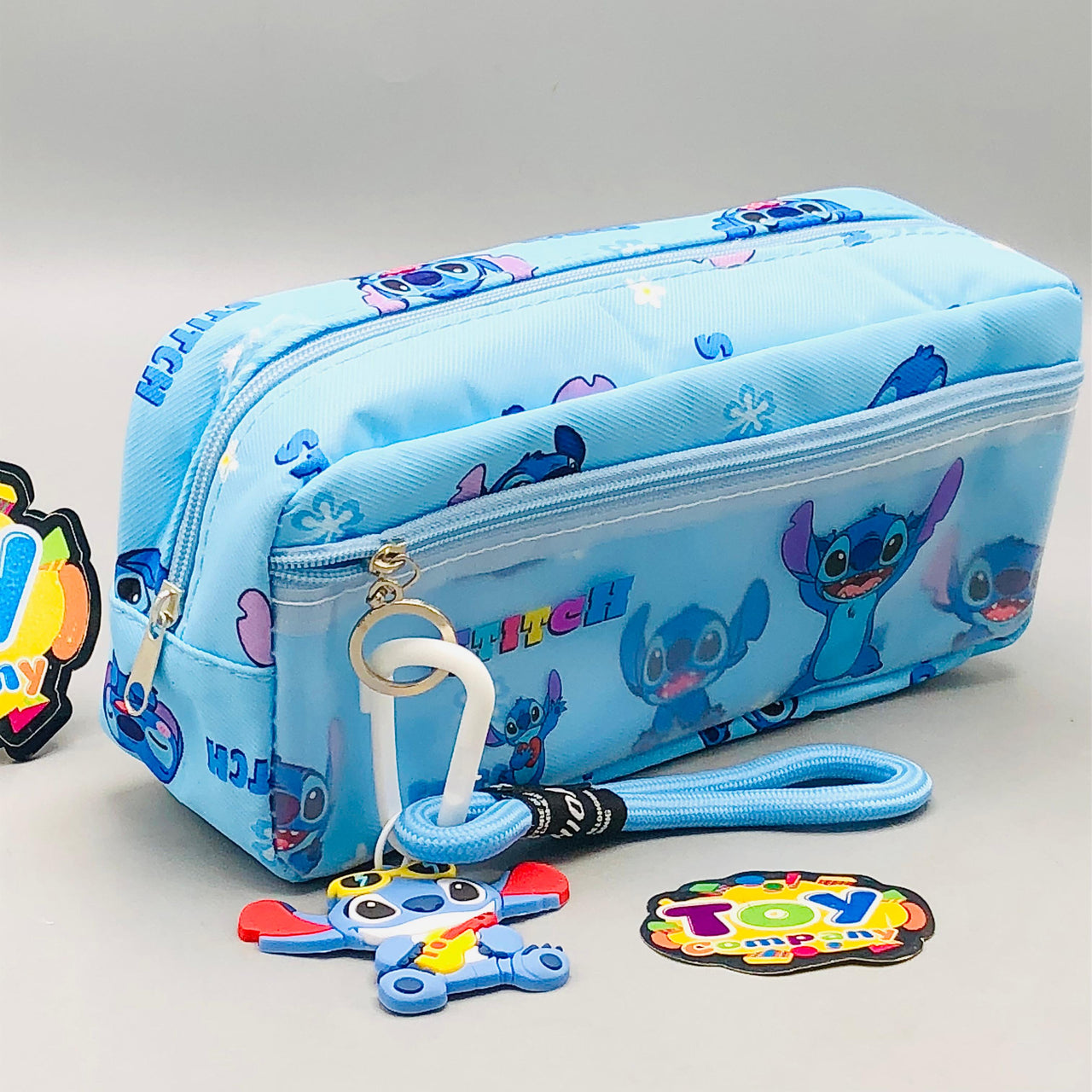 Premium Stitch Themed Kids Pencil Pouch - Blue
