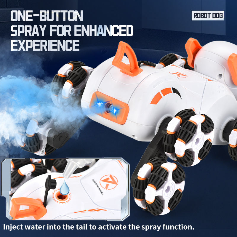 Remote & Watch Control Stunt Spray 8-Wheels Robot Dog