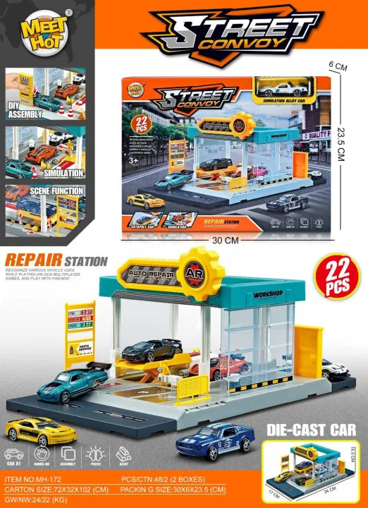 22Pcs DIY Manual Auto Repair Workshop With Alloy Car