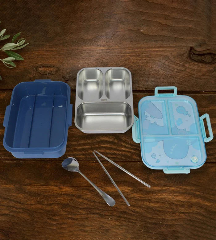 750ml Kids Stainless Steel Lunch Box With Spoon & Chopsticks
