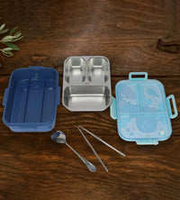 750ml Kids Stainless Steel Lunch Box With Spoon & Chopsticks