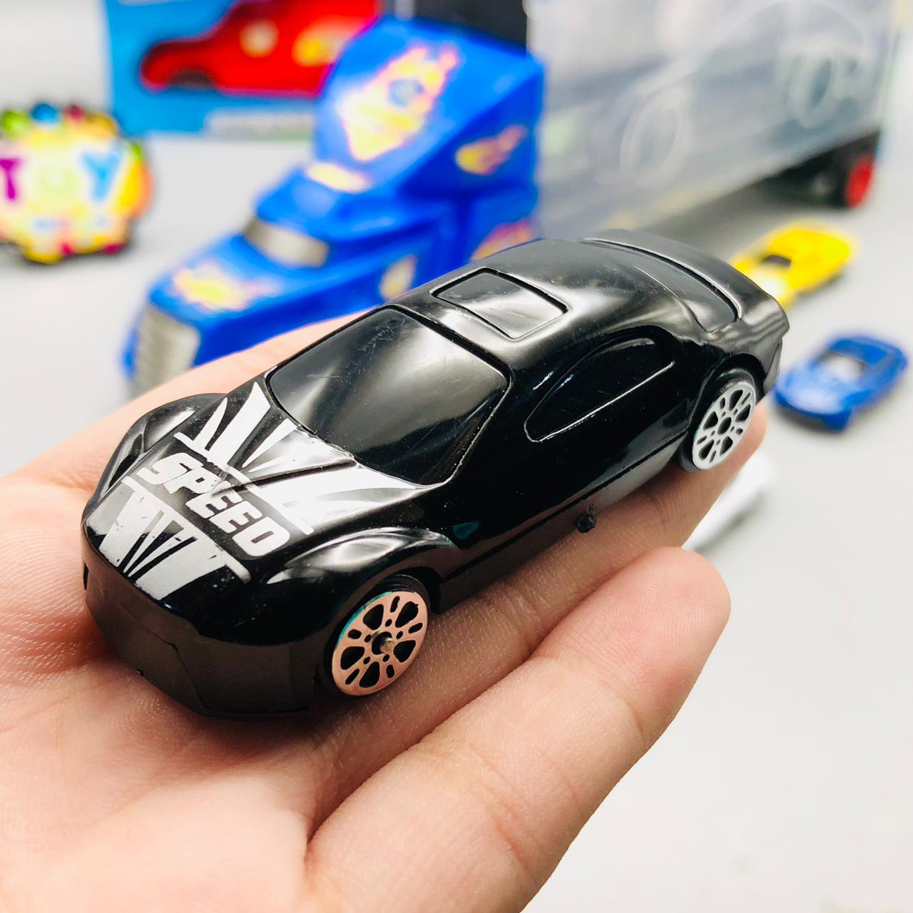 Hot Wheels Car Carrying Trailer Truck - 6Pcs Cars