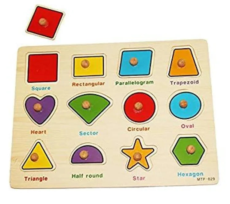 Wooden Puzzle Shapes Board With Names