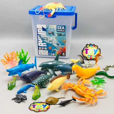25Pcs Kids Wild Sea Animal World Toy With Storage Box