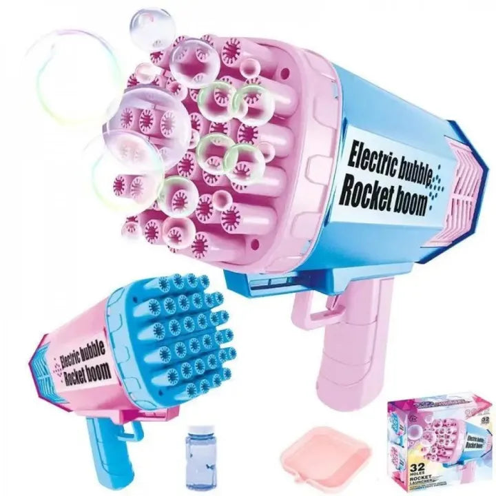 Rechargeable 32 Holes Rocket Launcher Colorful Bubble Gun