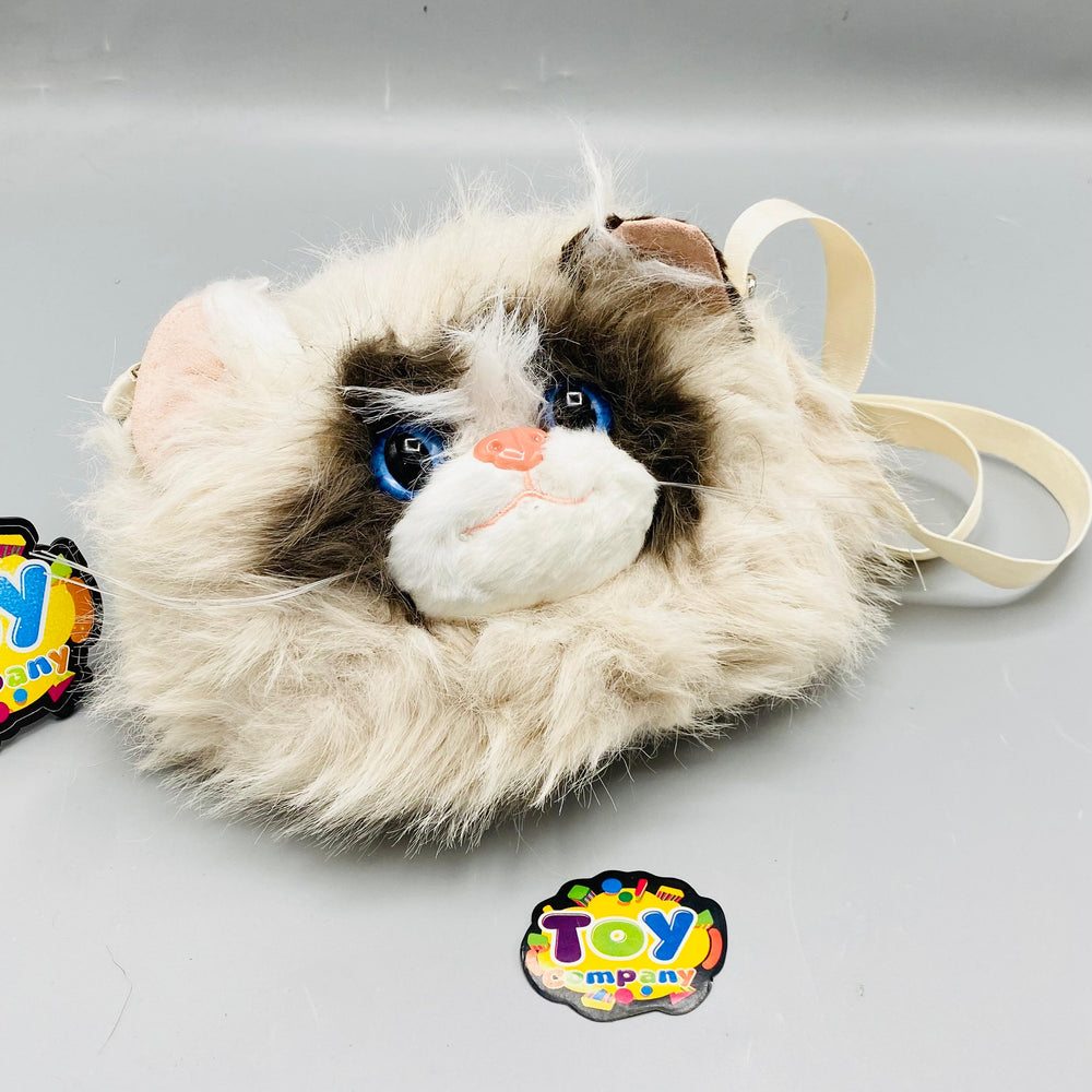Mini Cute Plush Persian Cat Backpack - Cream