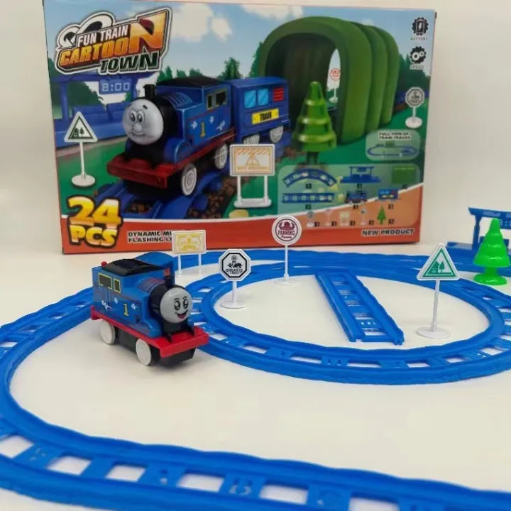 24Pcs DIY Battery Operated Thomas Train Track Set