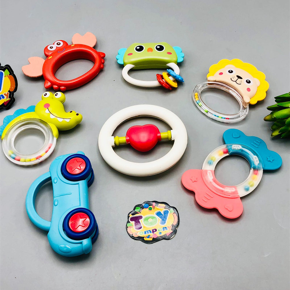 7Pcs Premium Baby Handbell Rattles & Teethers Set