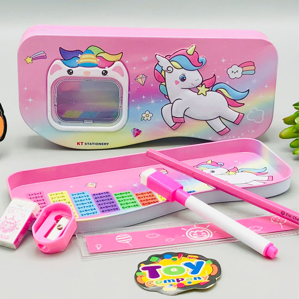 Unicorn Theme Tin Pencil Case With Stationary Set