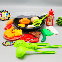 21Pcs Pretend Play Food With Frying Pan