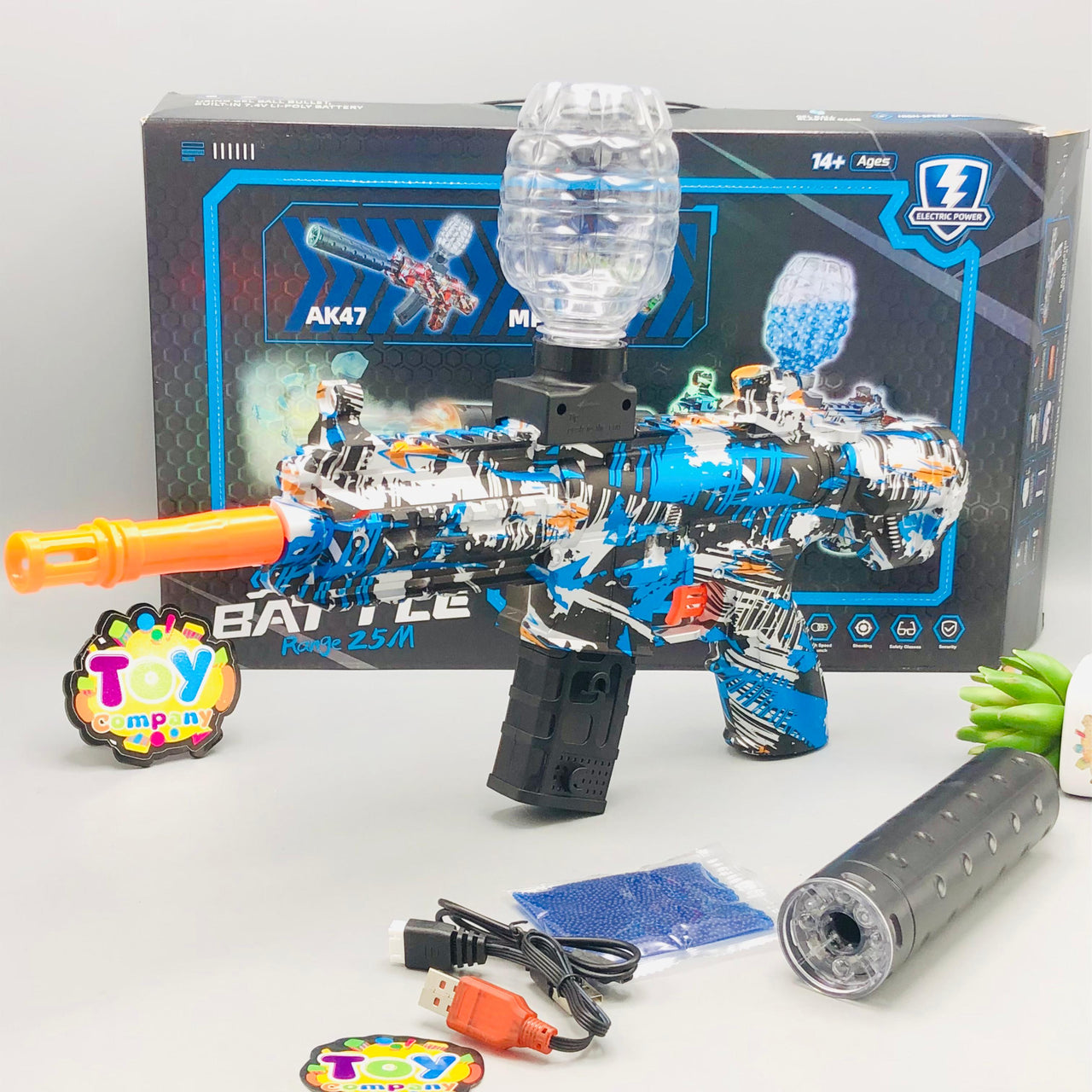 Electric M416 Gel Blaster Gun With Colorful Light Silencer