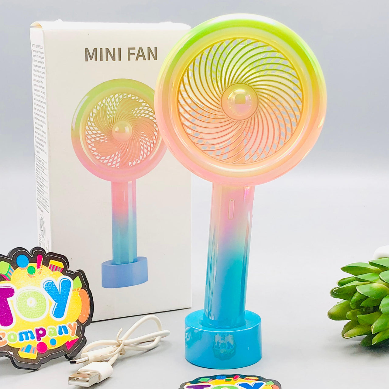 Rechargeable Colorful Desktop Fan With Lights