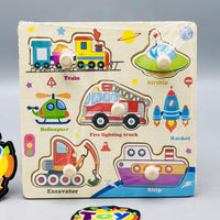 Wooden Traffic Themed Puzzle Board With Knobs