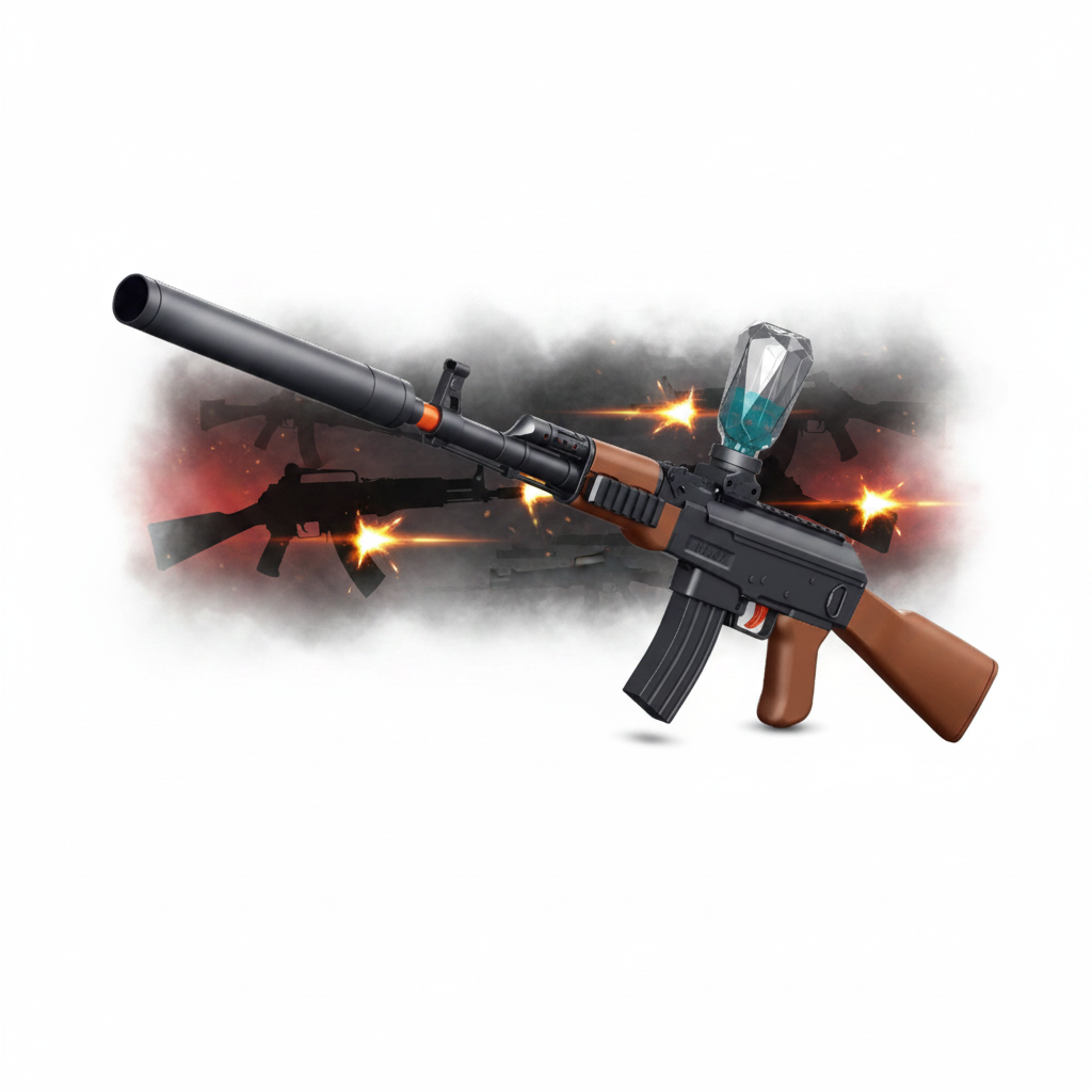 Electric AK-47 Gel Blaster Gun With Smoke Muffler