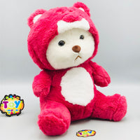 12* Inches Premium 2in1 Hoodie Bear Stuff Toy - Burgundy