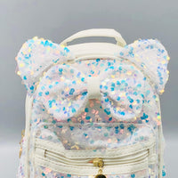 7.5* Inches Girls Fancy Kitty Backpack - White