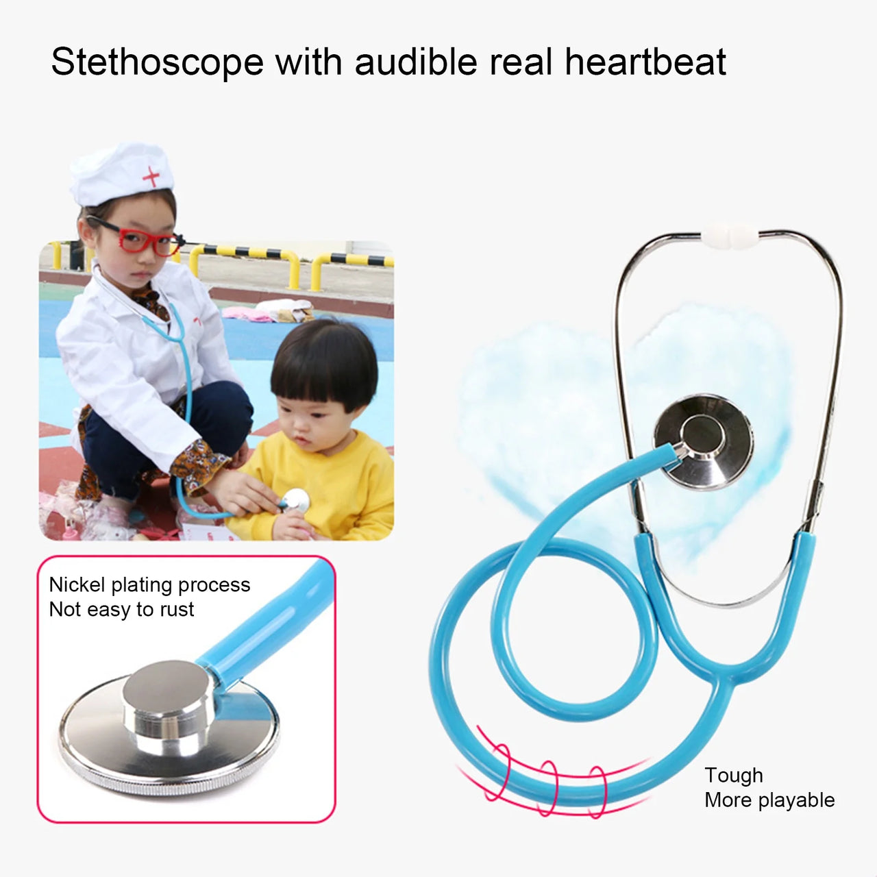 12Pcs Wooden Kids Doctor Set - Blue