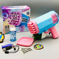 Rechargeable 32 Holes Rocket Launcher Colorful Bubble Gun