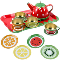 14Pcs Metal Fruit Themed Tea Set For Kids
