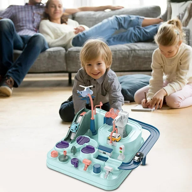 Manual Mechanical Car Adventure Track Set - 4Pcs Assorted Cars