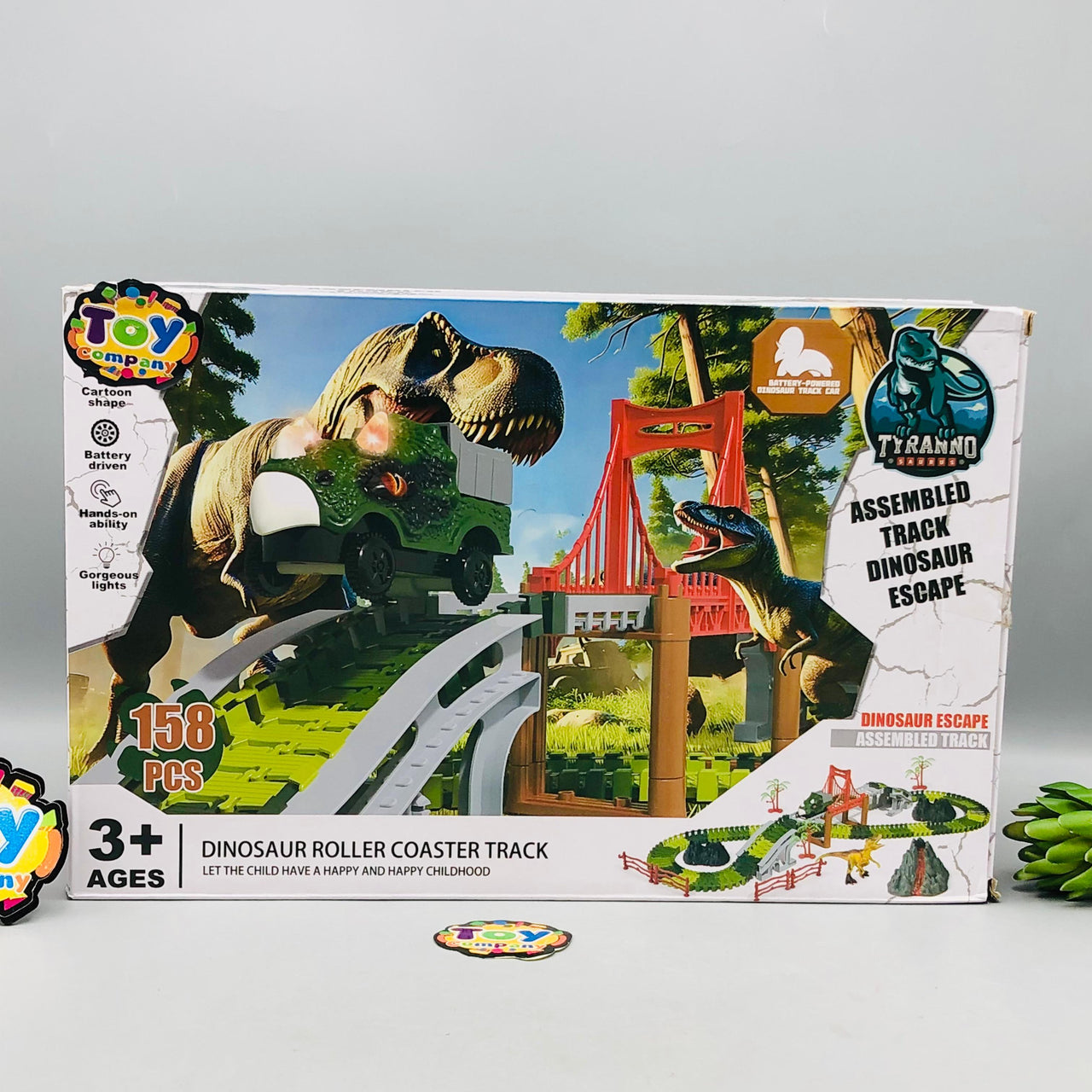 158Pcs Dinosaur Roller Coaster Track Set