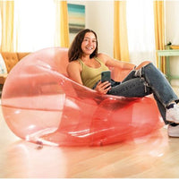 Thumbnail for INTEX Transparent Pink Beanless Bag Chair 127x137x74cm