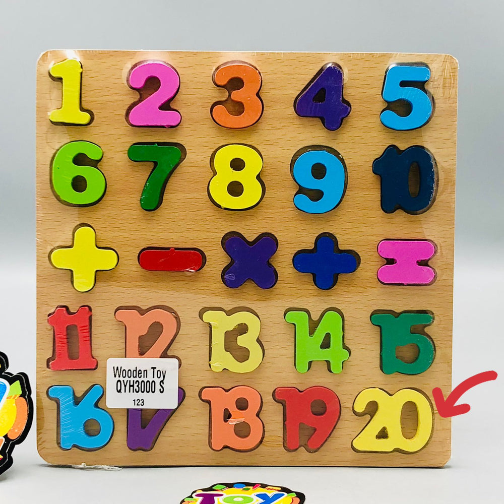 8* Inches Mini Wooden Number Puzzle & Signs Board - Minor Fault