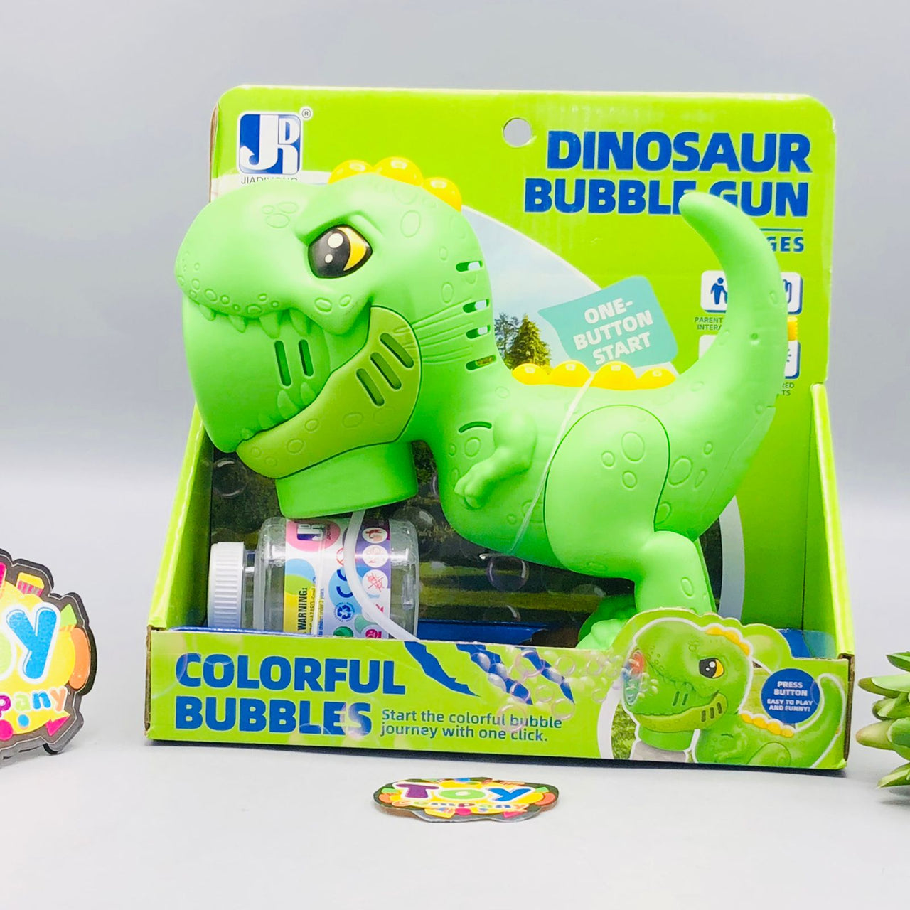 12 Holes Battery Operated Dinosaur Colorful Bubble Gun