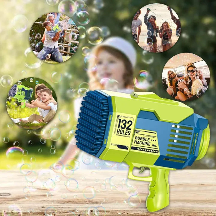 132 Holes Rechargeable Rocket Colorful Bubble Gun