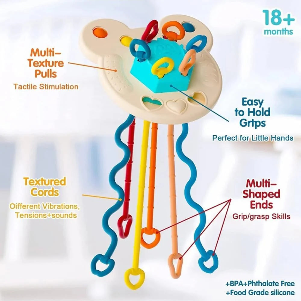 3in1 Silicon Funny Teether & Puller Toy