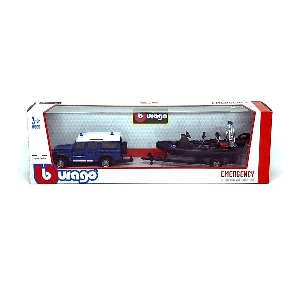 Bburago Diecast Defender With Trailer Motor Boat
