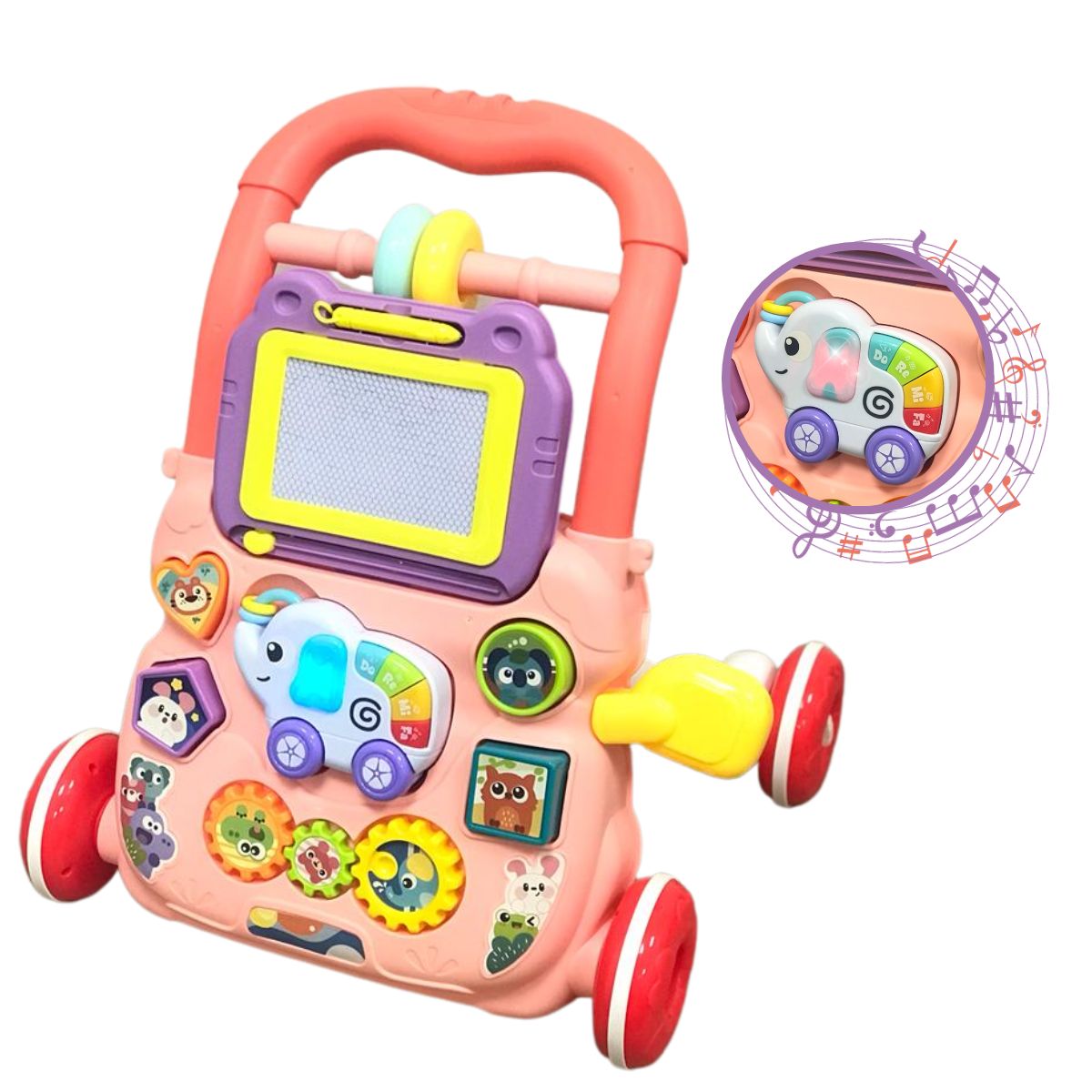 Huanger Baby Musical Walker With Dazzling Lights -  Pink
