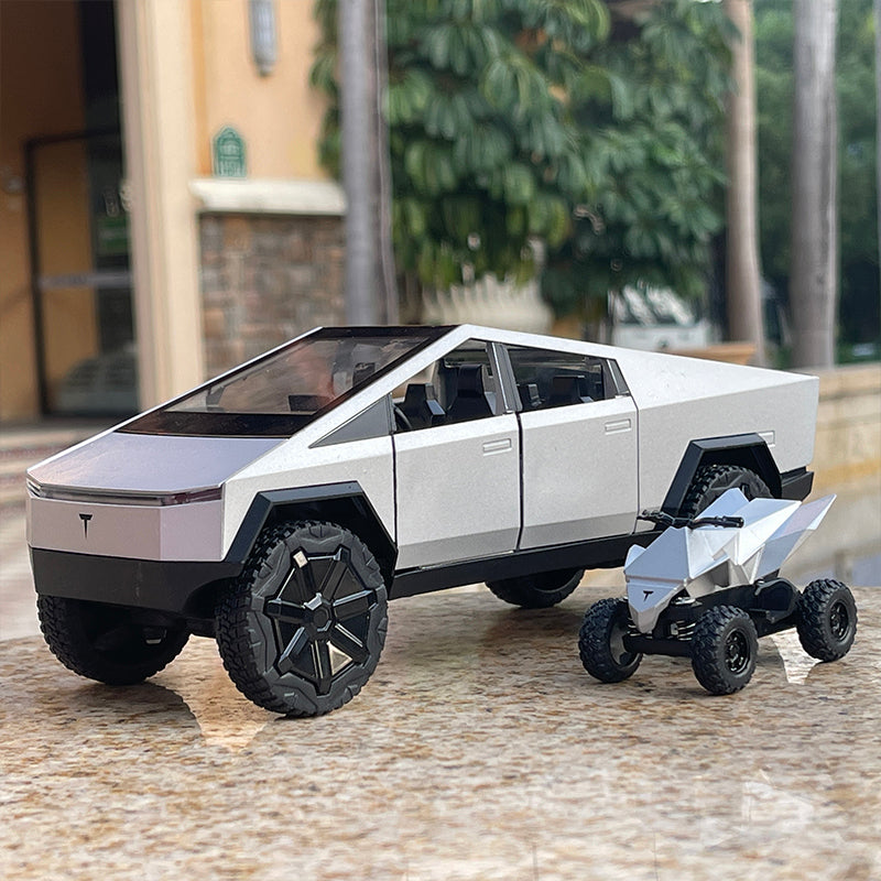 1:24 Diecast Tesla Pickup Truck with Quad Bike