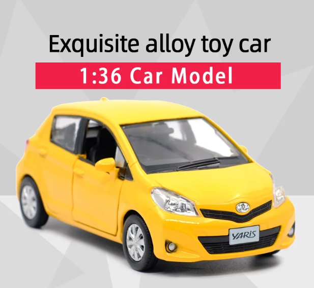 1:36 Diecast Metal Toyota Vitz Model Car - Yellow