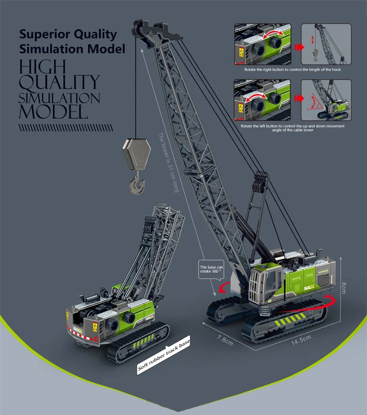 1Pc Alloy Construction Crane Tower Model Truck - Assortment