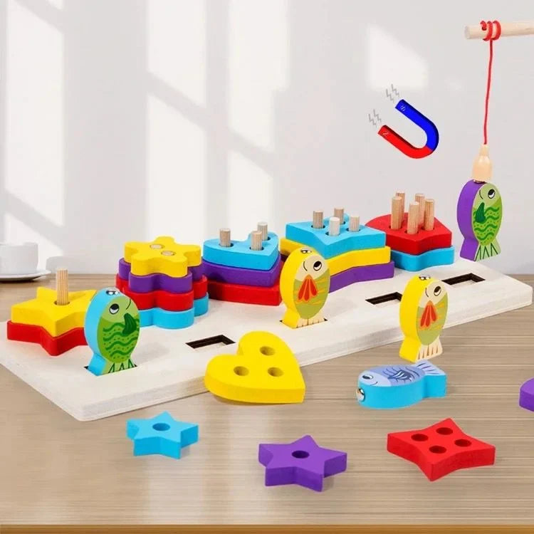 Multi-functional Wooden Shape & Magnetic Fishing Board