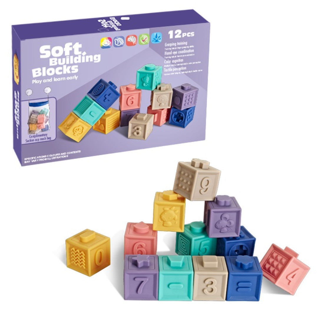12Pcs Soft Baby Building Blocks