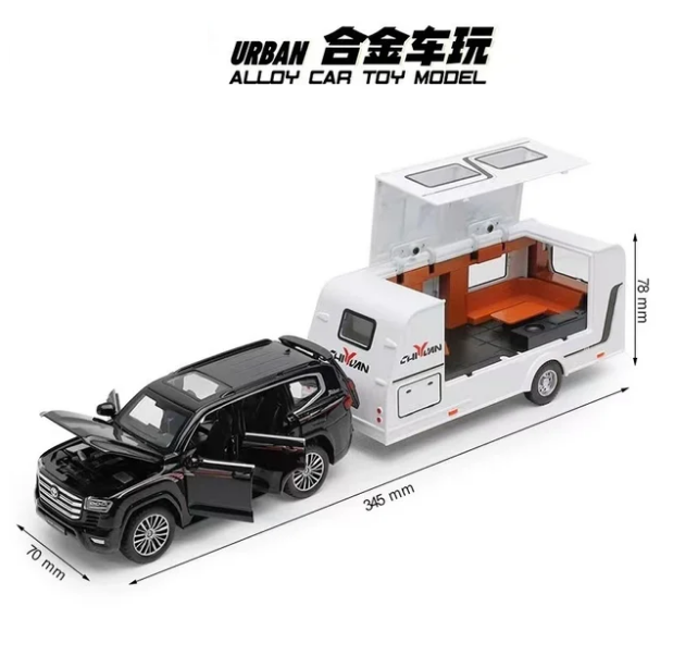 1:32 Diecast Land Cruiser Car With Trailer