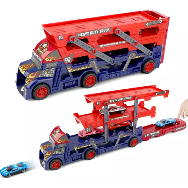 Three-Layers ABS Transporter Truck With 4Pcs Mini Alloy Cars