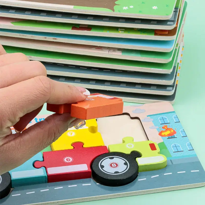 3D Wooden Vehicle Themed Puzzle Board - Assortment