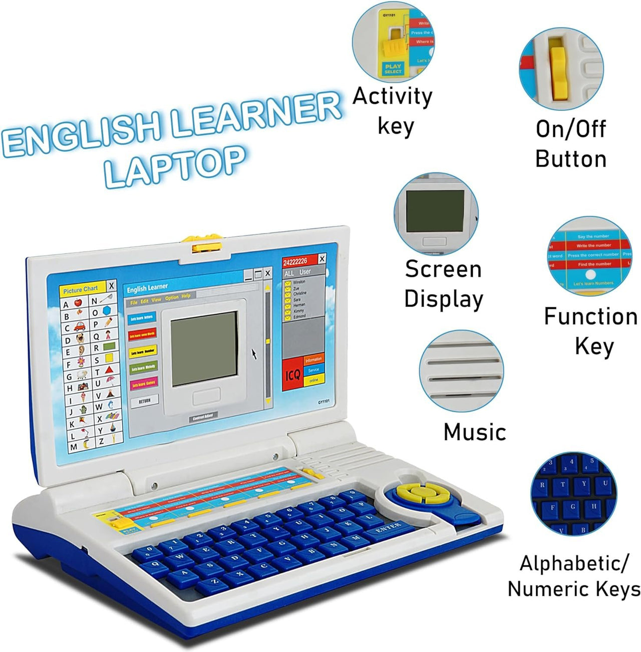 20 Functions Kids English Learner Mouse Control Laptop