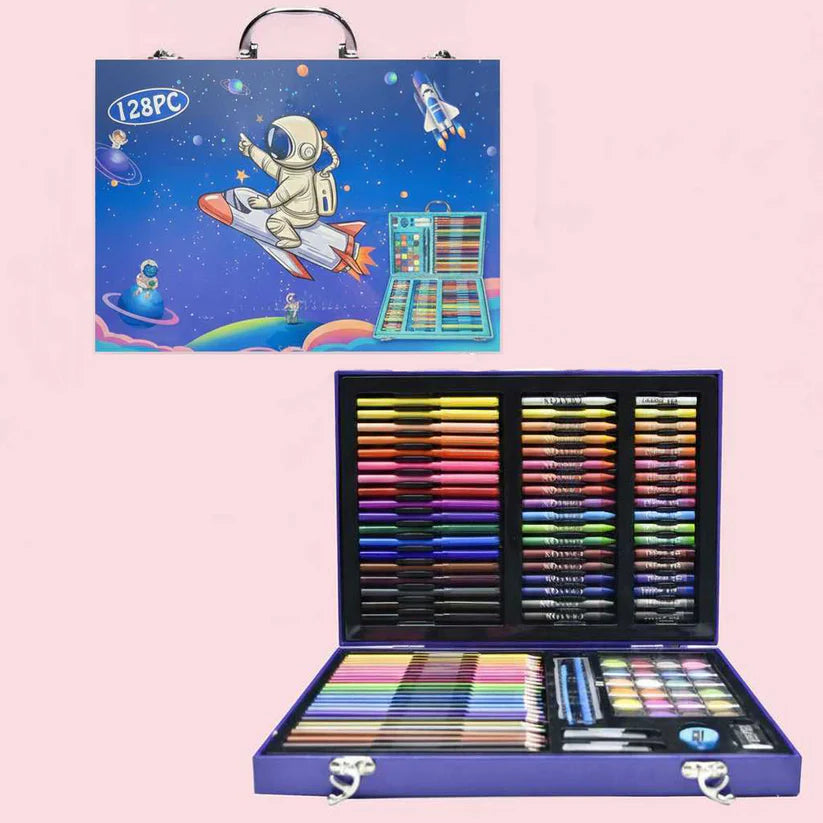 128Pcs Premium Space Kids Painting Kit Briefcase