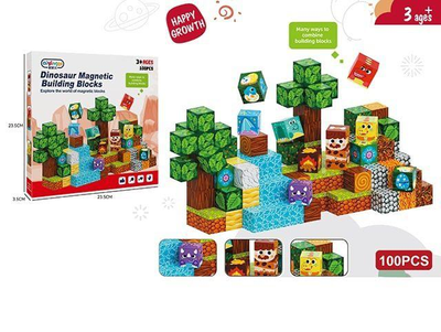 100Pcs 3D Dinosaur Magnetic Cube Building Blocks